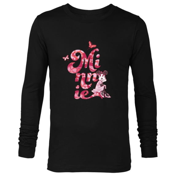 Disney Minnie Mouse Breast Cancer Awareness Month Doodle - Long Sleeve T-Shirt for Men - Customized-Black