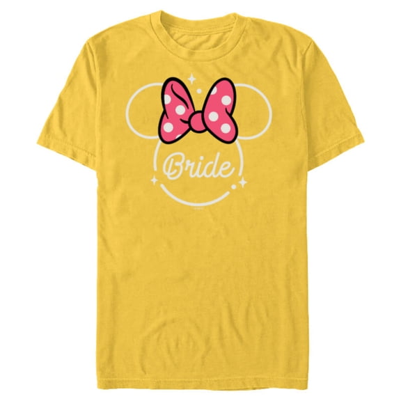 Disney Minnie Mouse Bride Head Icon Magic Wedding Honeymoon- Short Sleeve Blended T-Shirt for Adults - Customized-Yellow