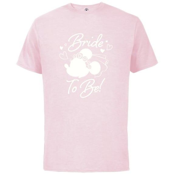 Disney Minnie Mouse Bride to Be Wedding Bridal Bachelorette - Short Sleeve Cotton T-Shirt for Adults - Customized-Soft Pink