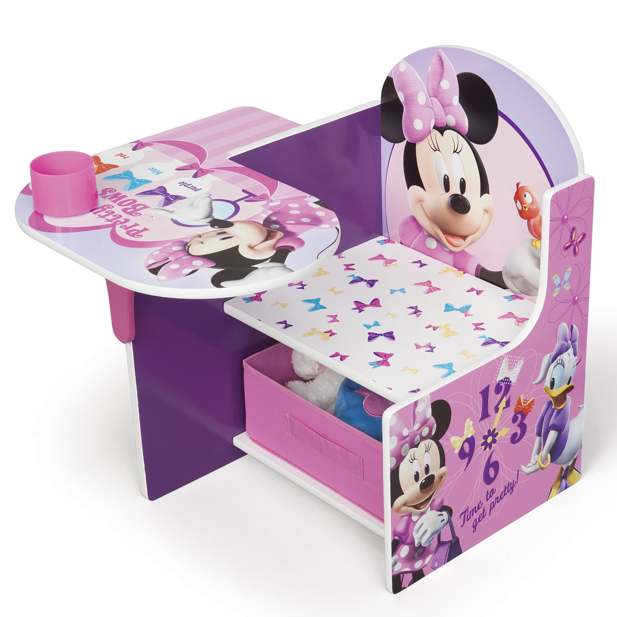 Minnie Mouse Purple Wooden Chair Desk with Storage Bin