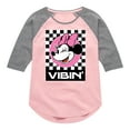 thumbnail image 1 of Disney - Minnie Mouse - Checkered Board Vibin' - Toddler & Youth Girls Raglan Graphic T-Shirt, 1 of 5