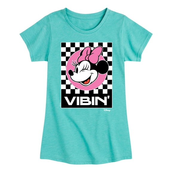 Disney - Minnie Mouse - Checkered Board Vibin' - Toddler & Youth Girls Short Sleeve Graphic T-Shirt