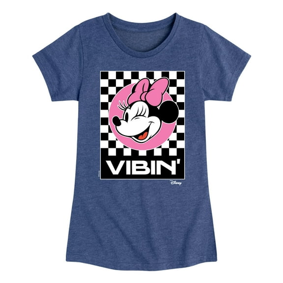 Disney - Minnie Mouse - Checkered Board Vibin' - Toddler & Youth Girls Short Sleeve Graphic T-Shirt