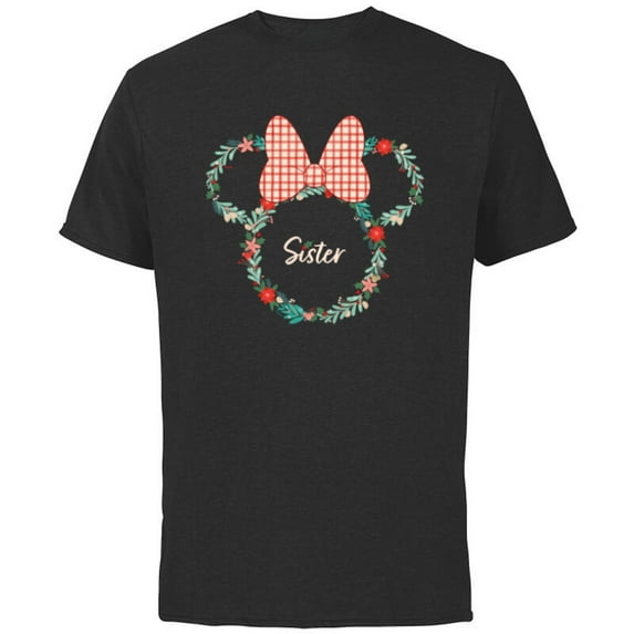 Disney Minnie Mouse Christmas Family Vacation Trip Sister - Short Sleeve Cotton T-Shirt for Adults - Customized-Black