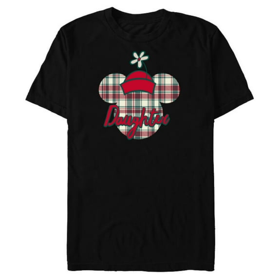 Disney Minnie Mouse Christmas Holiday Plaid for Daughter - Short Sleeve Blended T-Shirt for Adults - Customized-Black