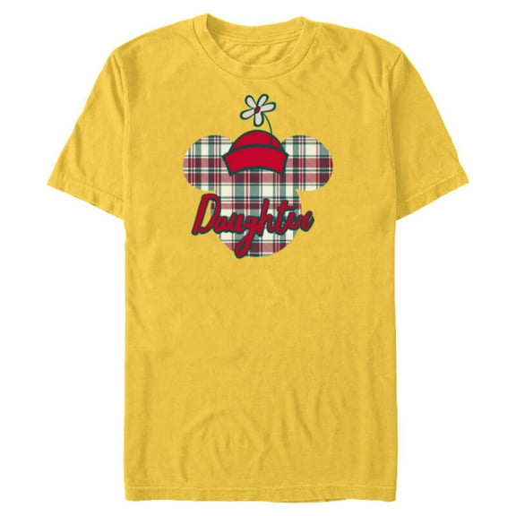 Disney Minnie Mouse Christmas Holiday Plaid for Daughter - Short Sleeve Blended T-Shirt for Adults - Customized-Yellow