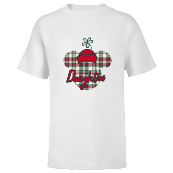 Disney Minnie Mouse Christmas Holiday Plaid for Daughter - Short Sleeve T-Shirt for Kids - Customized-White