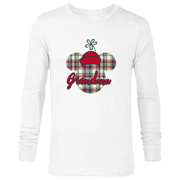 Disney Minnie Mouse Christmas Holiday Plaid for Grandma - Long Sleeve T-Shirt for Men - Customized-White