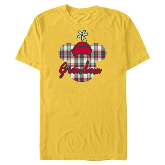 Disney Minnie Mouse Christmas Holiday Plaid for Grandma - Short Sleeve Blended T-Shirt for Adults - Customized-Yellow