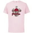thumbnail image 1 of Disney Minnie Mouse Christmas Holiday Plaid for Grandma - Short Sleeve Cotton T-Shirt for Adults - Customized-Soft Pink, 1 of 5