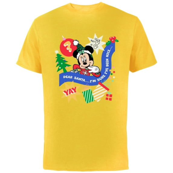 Disney Minnie Mouse Christmas Holiday Santa I’ve Been Nice - Short Sleeve Cotton T-Shirt for Adults - Customized-Yellow