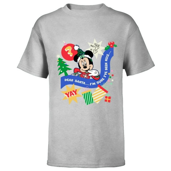 Disney Minnie Mouse Christmas Holiday Santa I’ve Been Nice - Short Sleeve T-Shirt for Kids - Customized-Athletic Heather