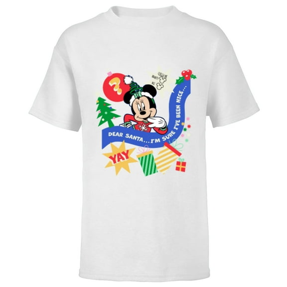 Disney Minnie Mouse Christmas Holiday Santa I’ve Been Nice - Short Sleeve T-Shirt for Kids - Customized-White