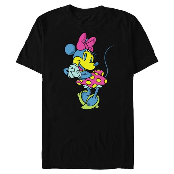 Disney Minnie Mouse Classic Cute Pose Retro Pop Art - Short Sleeve Blended T-Shirt for Adults - Customized-Black