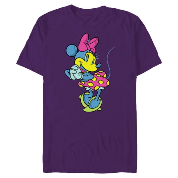 Disney Minnie Mouse Classic Cute Pose Retro Pop Art - Short Sleeve Blended T-Shirt for Adults - Customized-Purple