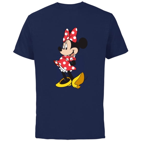Disney Minnie Mouse Classic Polka Dot Pose - Short Sleeve Cotton T-Shirt for Adults - Customized-Navy
