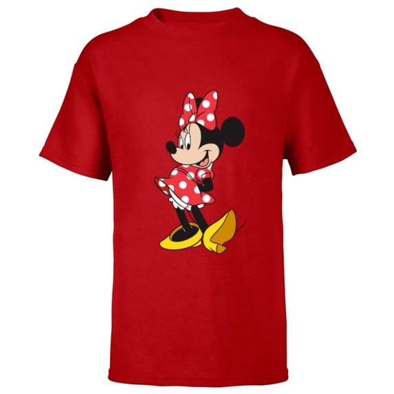 Disney Minnie Mouse Classic Polka Dot Pose - Short Sleeve T-Shirt for Kids - Customized-Red