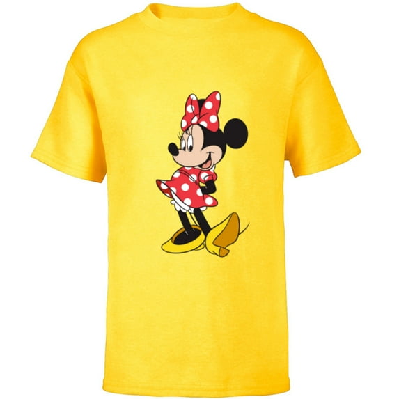 Disney Minnie Mouse Classic Polka Dot Pose - Short Sleeve T-Shirt for Kids - Customized-Yellow