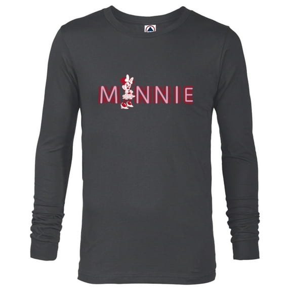 Disney Minnie Mouse Classic Retro Sassy Pose in Name - Long Sleeve T-Shirt for Men - Customized-Charcoal Heather