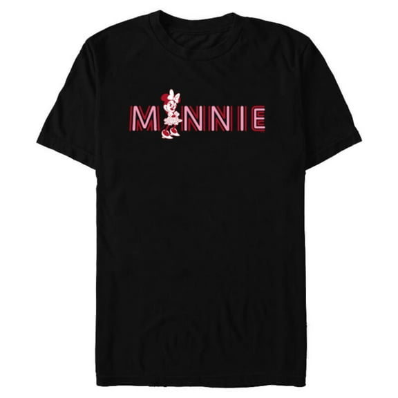 Disney Minnie Mouse Classic Retro Sassy Pose in Name - Short Sleeve Blended T-Shirt for Adults - Customized-Black