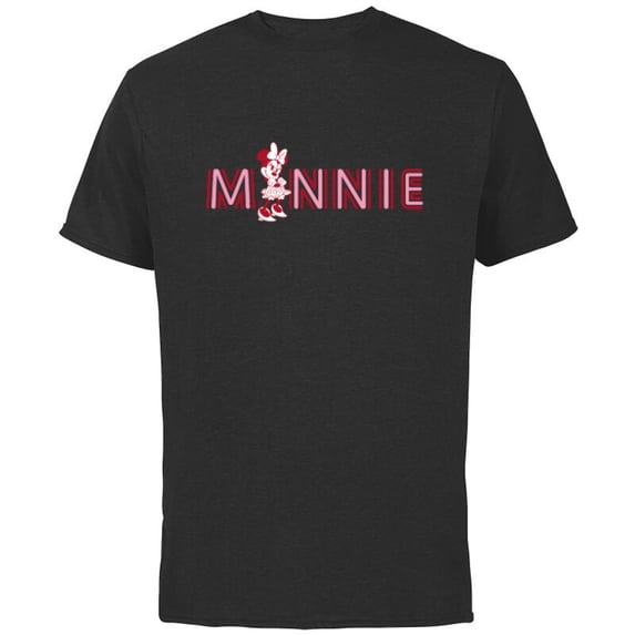 Disney Minnie Mouse Classic Retro Sassy Pose in Name - Short Sleeve Cotton T-Shirt for Adults - Customized-Black