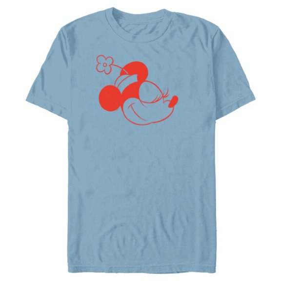 Disney Minnie Mouse Classic Retro Vintage Flower Hat Head - Short Sleeve Blended T-Shirt for Adults - Customized-Ocean Blue