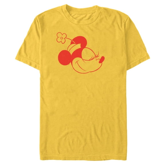 Disney Minnie Mouse Classic Retro Vintage Flower Hat Head - Short Sleeve Blended T-Shirt for Adults - Customized-Yellow