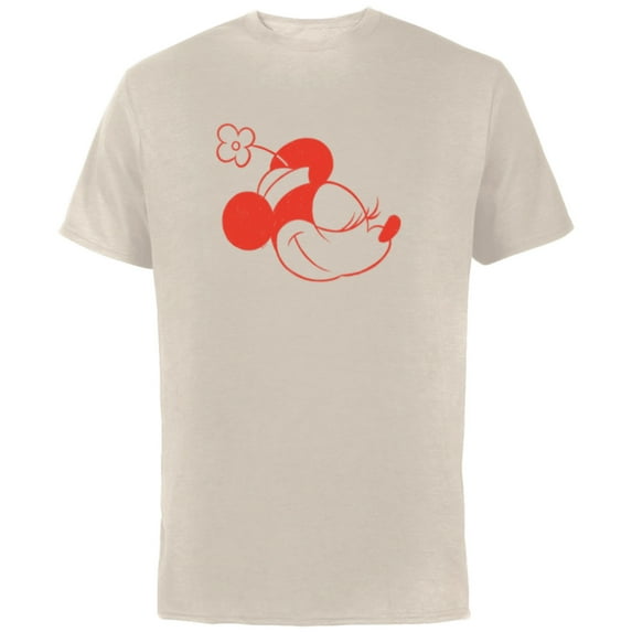 Disney Minnie Mouse Classic Retro Vintage Flower Hat Head - Short Sleeve Cotton T-Shirt for Adults - Customized-Natural