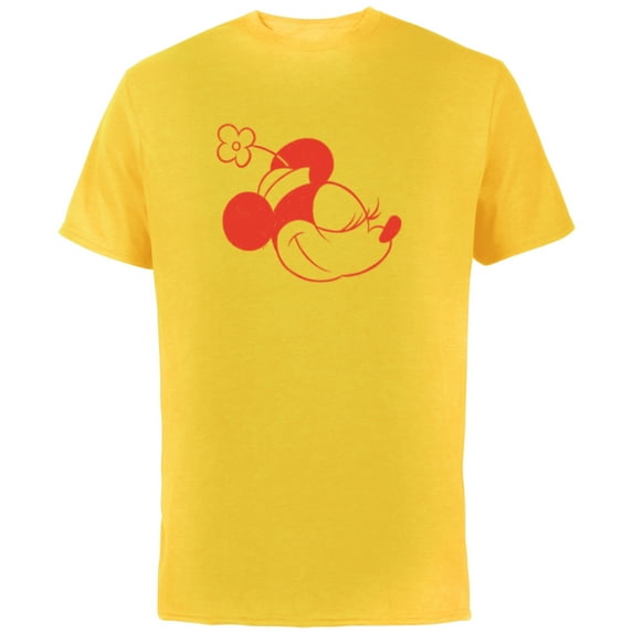 Disney Minnie Mouse Classic Retro Vintage Flower Hat Head - Short Sleeve Cotton T-Shirt for Adults - Customized-Yellow