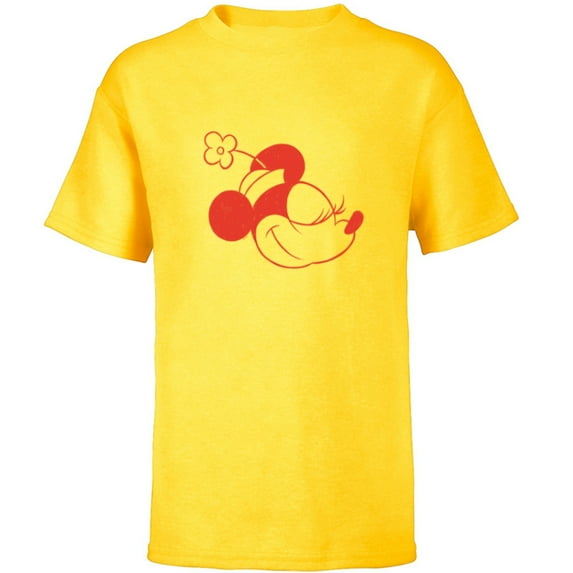 Disney Minnie Mouse Classic Retro Vintage Flower Hat Head - Short Sleeve T-Shirt for Kids - Customized-Yellow