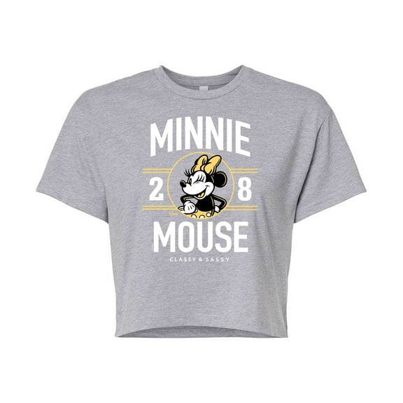 Disney - Minnie Mouse - Classy & Sassy Since '28 - Juniors Cropped Cotton Blend T-Shirt