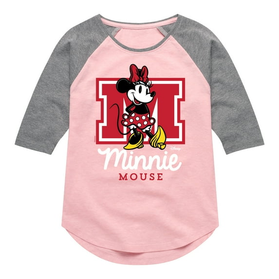Disney - Minnie Mouse - Collegiate M - Toddler & Youth Girls Raglan Graphic T-Shirt