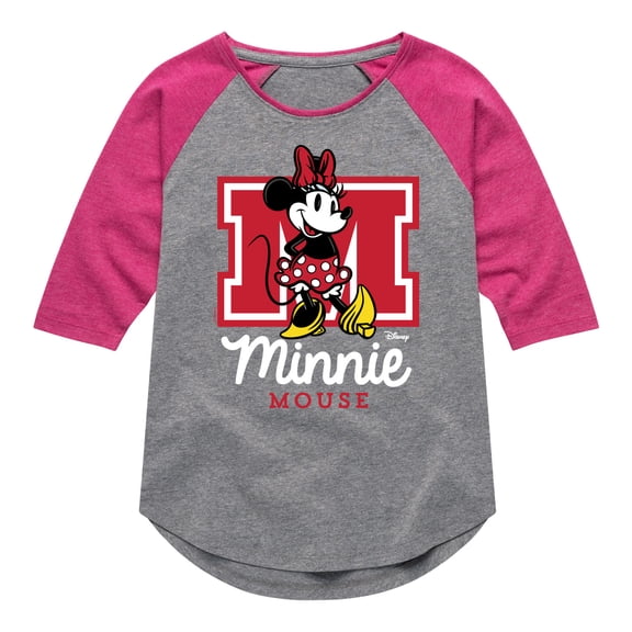 Disney - Minnie Mouse - Collegiate M - Toddler & Youth Girls Raglan Graphic T-Shirt