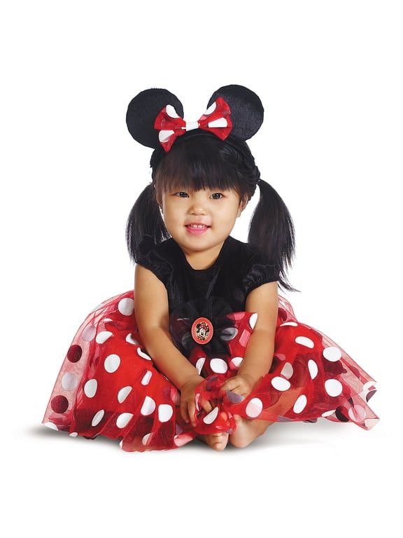 Disney Minnie Mouse Costume for Infant, Red Polka Dot, Size 6-12M, by Disguise