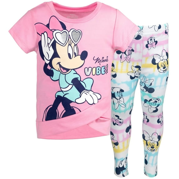 Disney Minnie Mouse Crossover T-Shirt And Leggings, Outfit Set, Size 6