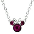 thumbnail image 1 of Disney Minnie Mouse Crystal Birthstone Silver Plated Necklace (More Colors), 1 of 5