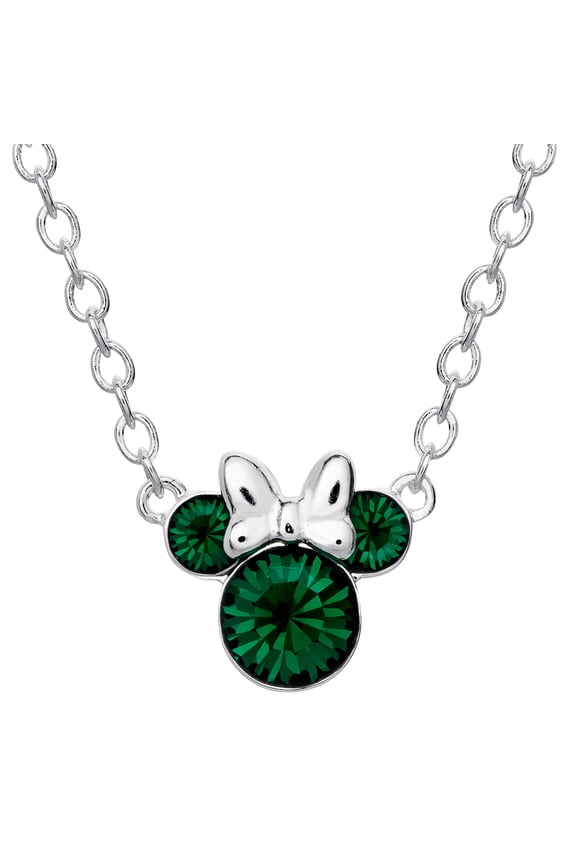 Minnie Mouse Crystal Birthstone Silver Plated Necklace (More Colors)