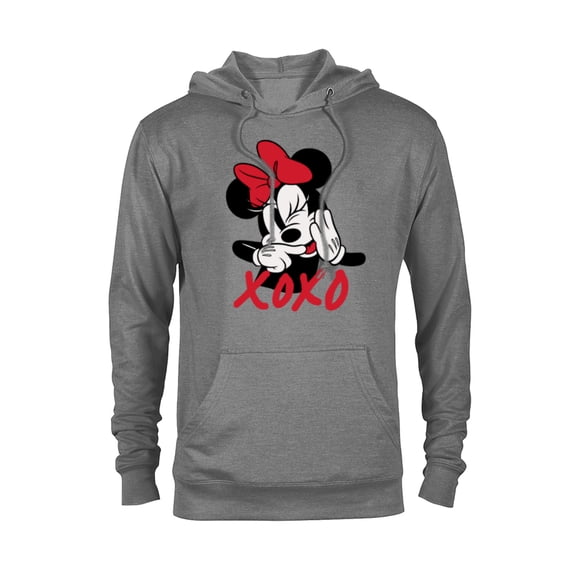 Disney Minnie Mouse Cute Happy Wink XOXO Hugs and Kisses - Pullover Hoodie for Adults - Customized-Athletic Heather