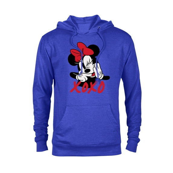 Disney Minnie Mouse Cute Happy Wink XOXO Hugs and Kisses - Pullover Hoodie for Adults - Customized-Royal