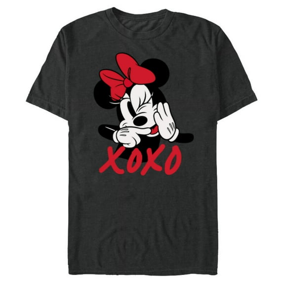 Disney Minnie Mouse Cute Happy Wink XOXO Hugs and Kisses - Short Sleeve Blended T-Shirt for Adults - Customized-Dark Heather