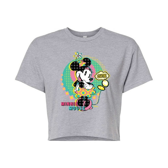 Disney - Minnie Mouse Cute - Juniors Cropped Cotton Blend T-Shirt