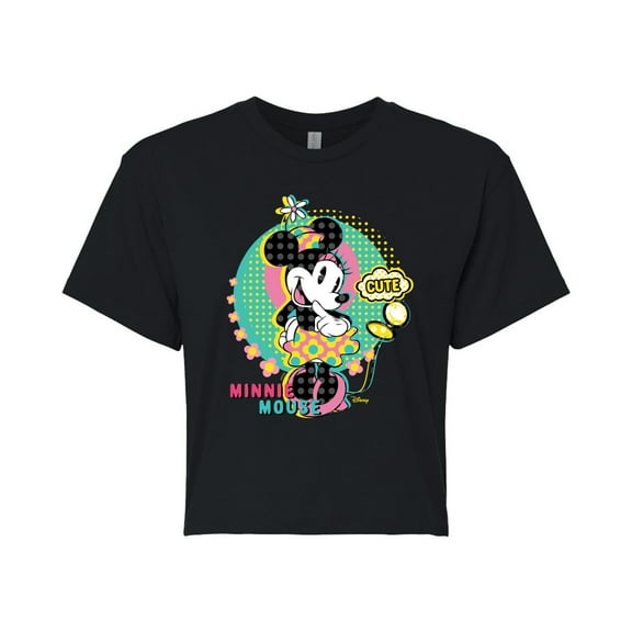 Disney - Minnie Mouse Cute - Juniors Cropped Cotton Blend T-Shirt