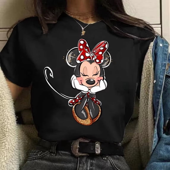 Disney Minnie Mouse Cute Polka Dot Bow Classic Smiling Portrait T-Shirt