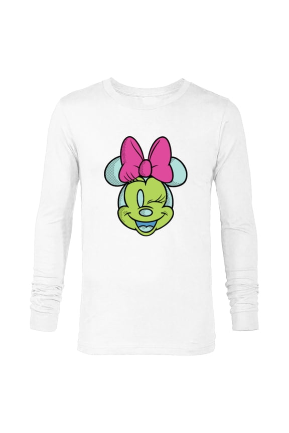 Minnie Mouse Cute Winking Face Retro Pop Art - Long Sleeve T-Shirt for Men - Customized-White