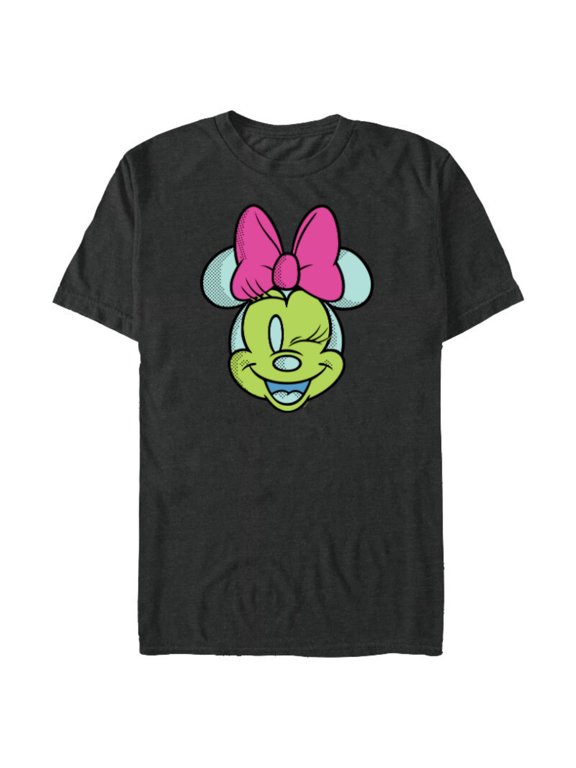 Minnie Mouse Cute Winking Face Retro Pop Art - Short Sleeve Blended T-Shirt for Adults - Customized-Dark Heather