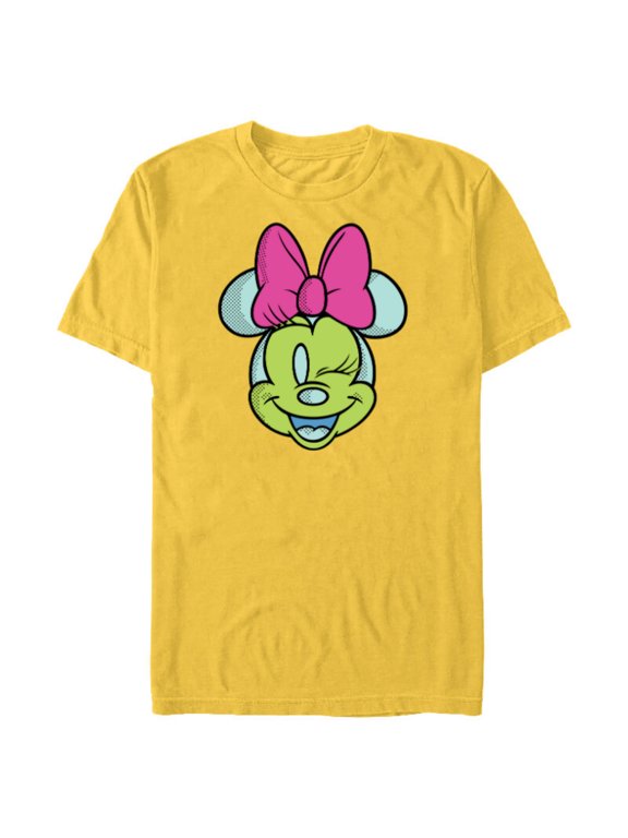 Minnie Mouse Cute Winking Face Retro Pop Art - Short Sleeve Blended T-Shirt for Adults - Customized-Yellow