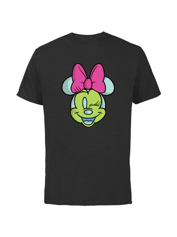 Minnie Mouse Cute Winking Face Retro Pop Art - Short Sleeve Cotton T-Shirt for Adults - Customized-Black