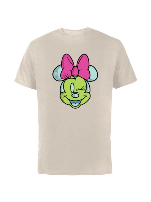 Minnie Mouse Cute Winking Face Retro Pop Art - Short Sleeve Cotton T-Shirt for Adults - Customized-Natural