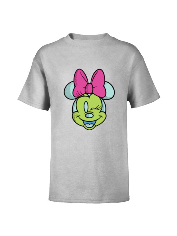 Minnie Mouse Cute Winking Face Retro Pop Art - Short Sleeve T-Shirt for Kids - Customized-Athletic Heather