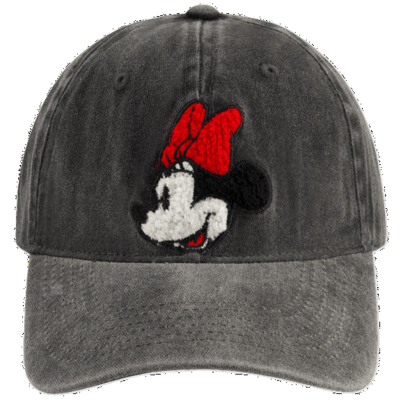 Disney Minnie Mouse Dad Hat, Chenille Patch Adjustable Unisex Baseball Cap, Black, One Size
